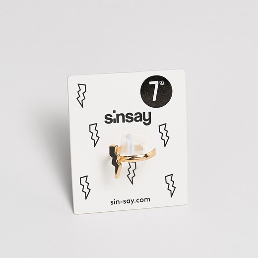 Sinsay - Pierścionek z piorunem - Czarny  Sinsay One Size 