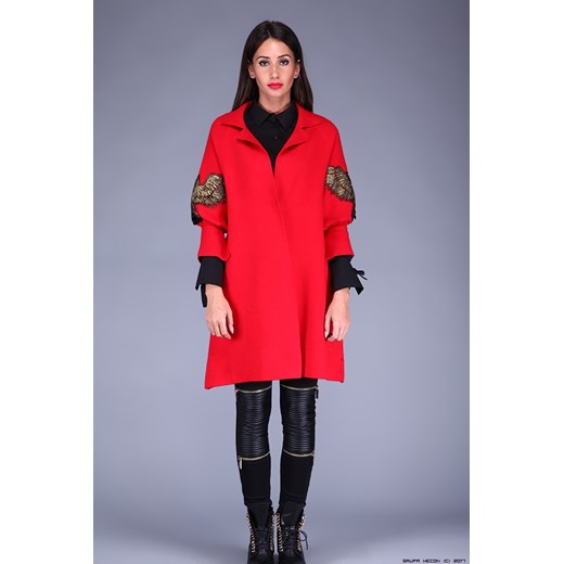 ANNA BIAGIOTTI ** Kaszmirowy w Czerwieni + Biżuteryne Orły Anna Biagiotti czerwony M/L LUXURYONLINE