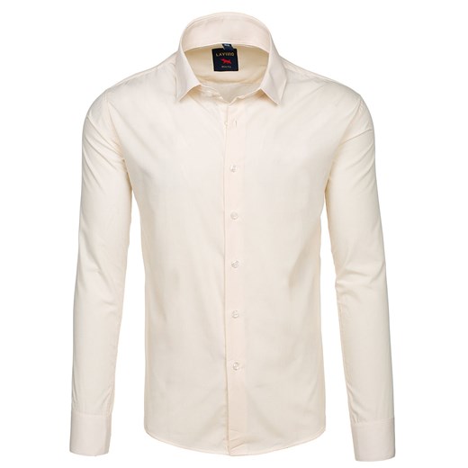 Koszula męska elegancka z długim rękawem ecru Denley TS100  Denley.pl XL promocyjna cena  