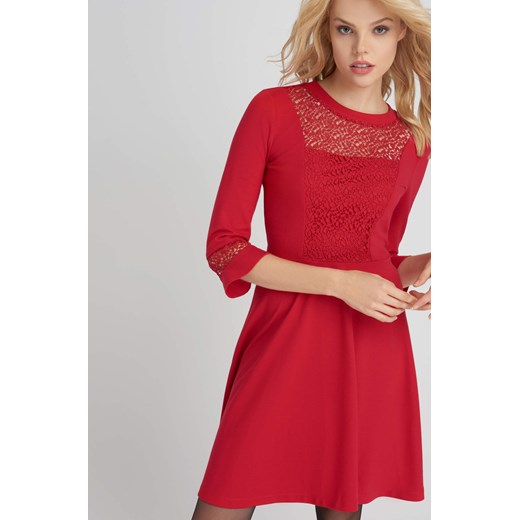 Trapezowa sukienka z rękawami 3/4 czerwony Orsay 34 orsay.com