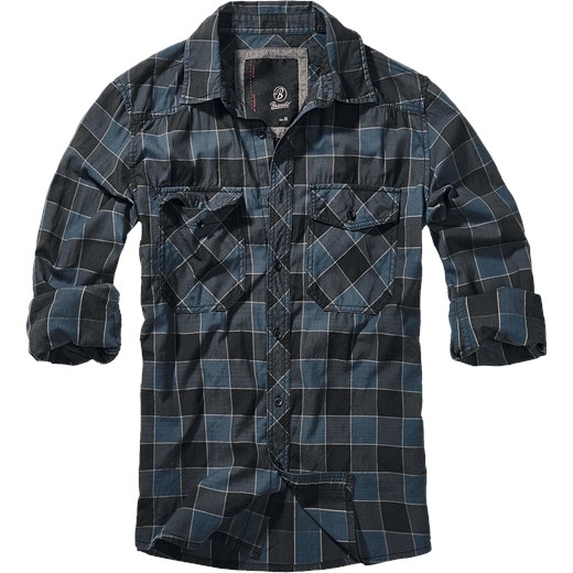 Brandit - Checkshirt - Koszula z długim rękawem - niebieski szary czarny