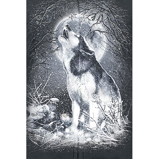 Spiral White Wolf Bluza z kapturem rozpinana damska czarny