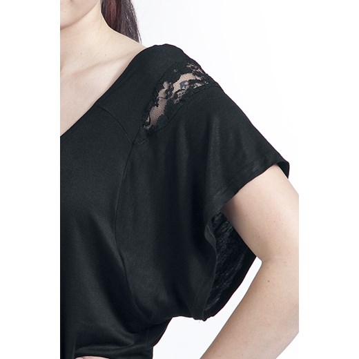 Fashion Victim - Laced Shoulder - T-Shirt - czarny