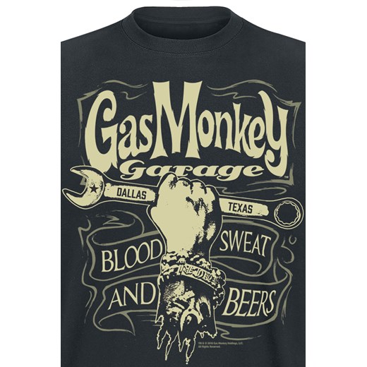 Gas Monkey Garage - Garage Wrench Label - T-Shirt - czarny