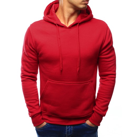 Bluza męska z kapturem czerwona (bx3020)  Dstreet XL  promocyjna cena 