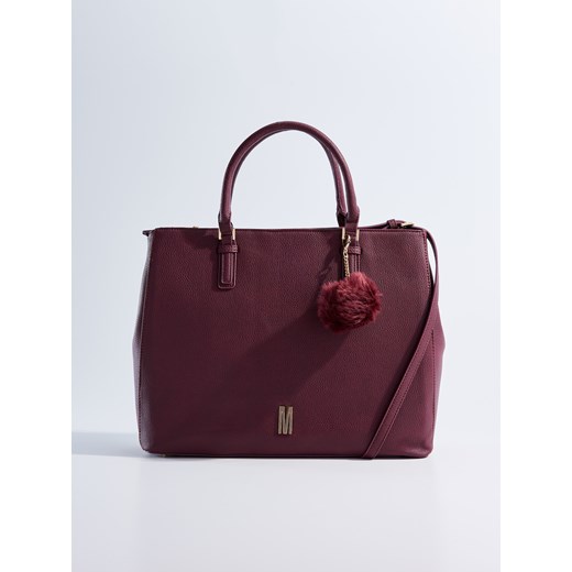 Mohito - Torba typu city bag z futrzanym pomponem - Brązowy czarny Mohito One Size