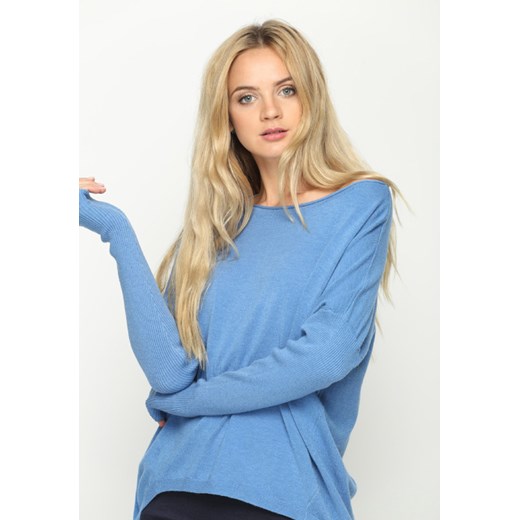 Niebieski Sweter Uniquee   60 wyprzedaż Born2be Odzież 