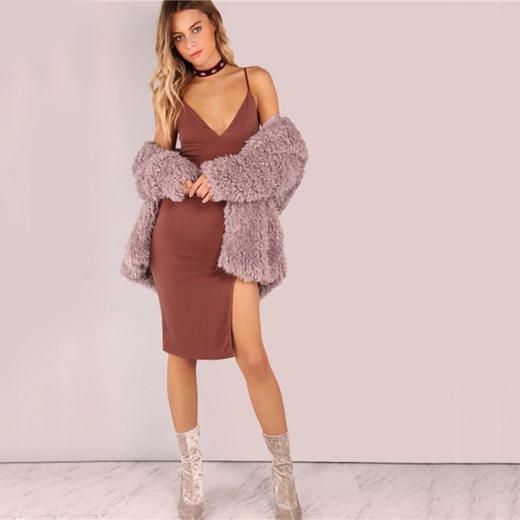 Seksowna dopasowana sukienka -nude brąz XS rozowy S promocyjna cena SOTHE Boutique