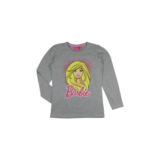 bluzka dziewczęca gładka, z printem Barbie  szary 122 okazyjna cena txm.pl 
