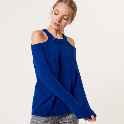 Mohito - Miękki sweter z odkrytymi ramionami after hours - Niebieski  Mohito M 