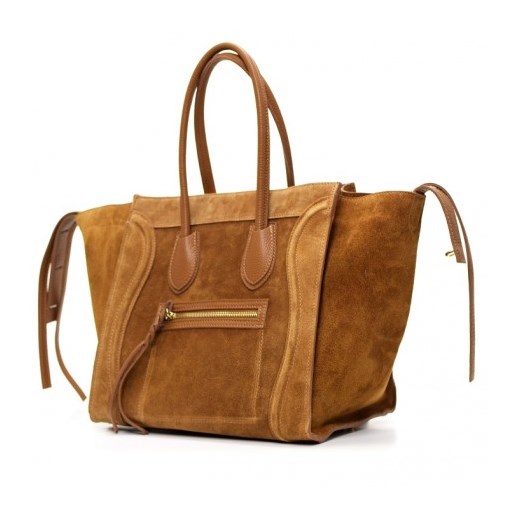 Włoska torebka zamszowa a'la Celine Houston camel ruda brazowy Vera Pelle stylowagalanteria.com