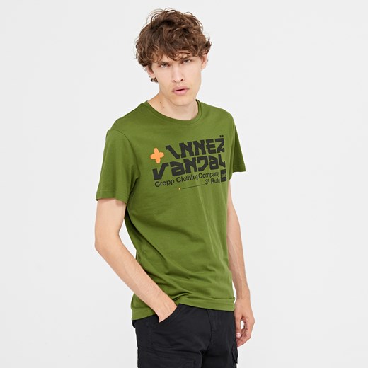 Cropp - T-shirt z nadrukiem - Zielony Cropp zielony S 