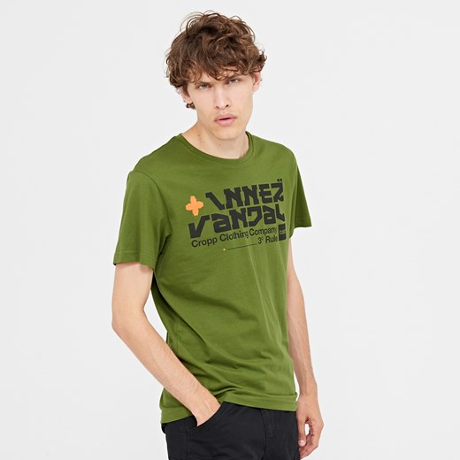 Cropp - T-shirt z nadrukiem - Zielony zielony Cropp S 