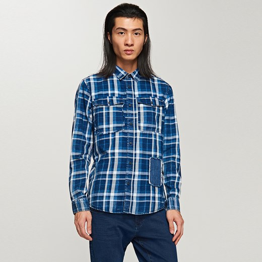 Reserved - Koszula w kratę regular fit - Granatowy Reserved niebieski XL 