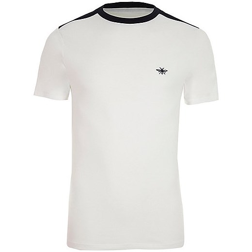 White muscle fit contrast crew neck T-shirt  River Island szary  