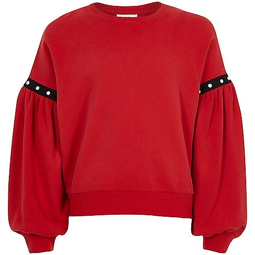 Girls red puff sleeve sweatshirt  River Island czerwony  