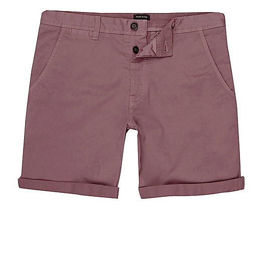 Berry red rolled hem chino shorts  River Island fioletowy  