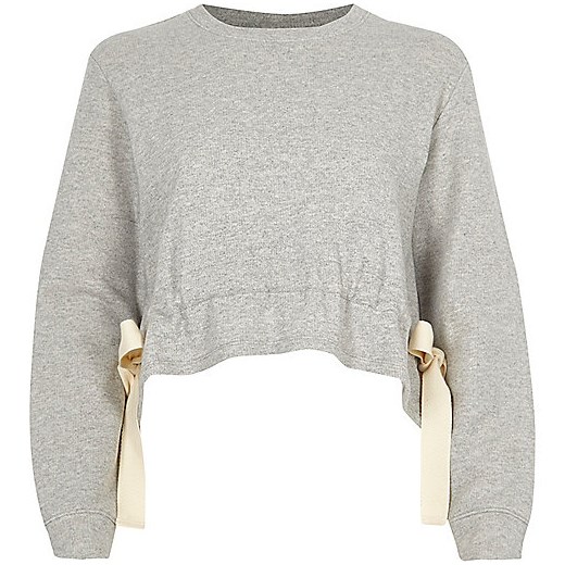 Grey tie side cropped sweatshirt  River Island szary  