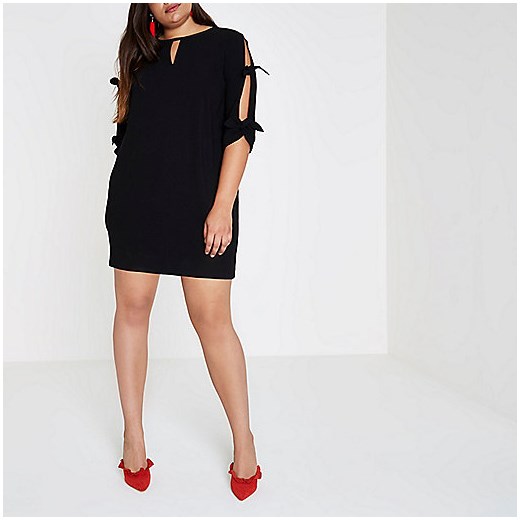 Plus black bow sleeve dress  River Island czarny  