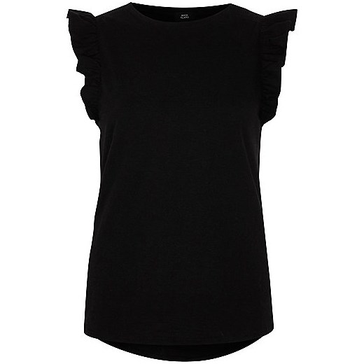 Black frill sleeve tank top  River Island czarny  