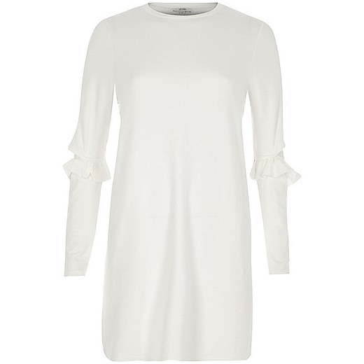 White frill deconstructed sleeve longline top  szary River Island  