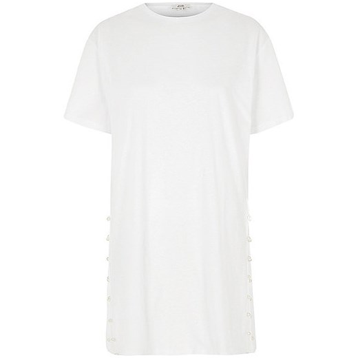 White split pearl side oversized T-shirt  River Island   