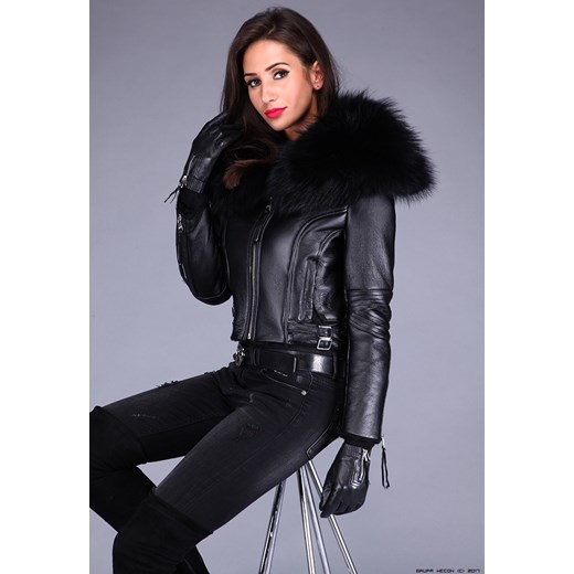 anna biagiotti ** skóra 100% czarne lisy- srebrne okucia czarny Anna Biagiotti M LUXURYONLINE