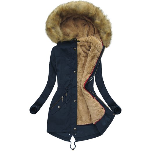 PARKA Z ODPINANYM FUTERKIEM GRANATOWA (W121) szary Mhm Parka damska Goodlookin.pl w Domodi