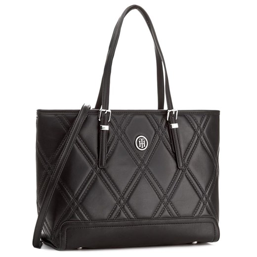 Torebka TOMMY HILFIGER - Honey Med Tote Quilted AW0AW04347 002 Tommy Hilfiger bialy  eobuwie.pl