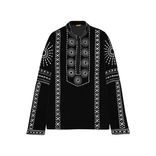 Maria embroidered velvet top czarny   NET-A-PORTER