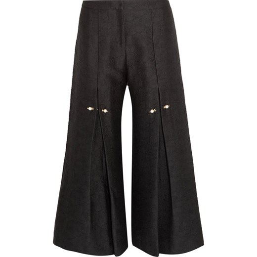 Bennie faux pearl-embellished pleated jacquard pants  czarny  NET-A-PORTER