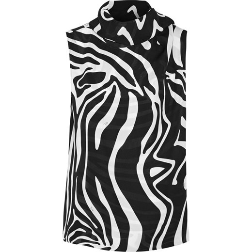 Tie-neck printed silk wrap top czarny   NET-A-PORTER