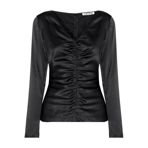 Adela ruched silk-blend satin blouse czarny   NET-A-PORTER