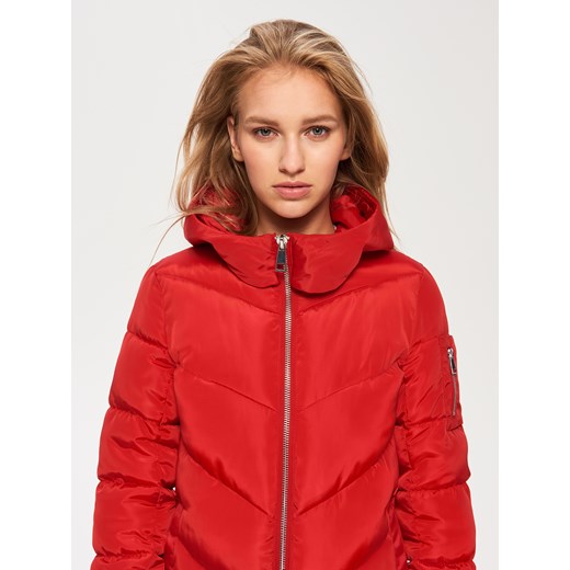 Sinsay - Długa pikowana kurtka - Czerwony