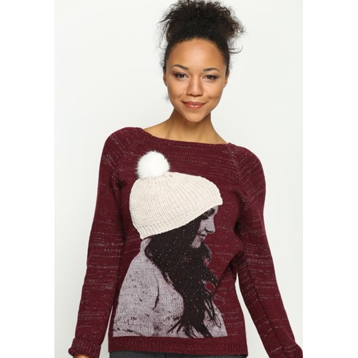 Bordowy Sweter The Girl   0 promocyjna cena Born2be Odzież 
