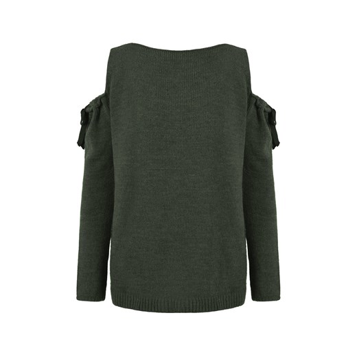 Sweter z odkrytymi ramionami BONOKO zielony szary Exit One Size MODOLINE.PL