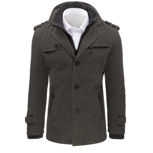 Płaszcz męski w jodełkę szary (cx0372) Dstreet  XL  promocyjna cena 