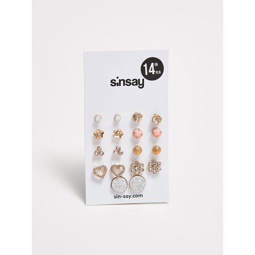 Sinsay - Zestaw kolczyków na sztyft - Beżowy szary Sinsay One Size
