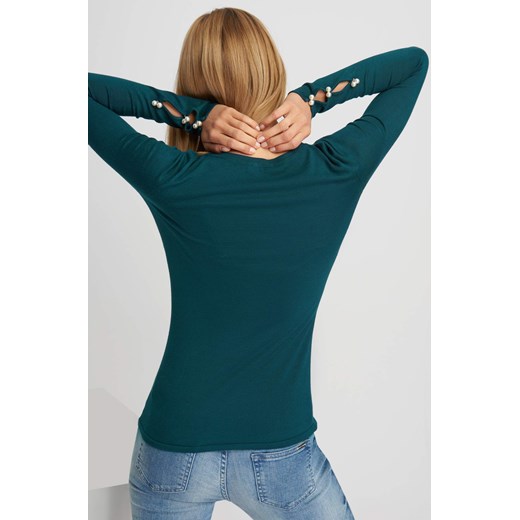 Sweter z ozdobnymi rękawami zielony ORSAY L orsay.com