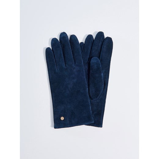 Mohito - Zamszowe rękawiczki - Granatowy czarny Mohito L 