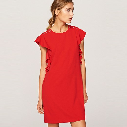 Reserved - Sukienka z falbanami - Czerwony pomaranczowy Reserved M 