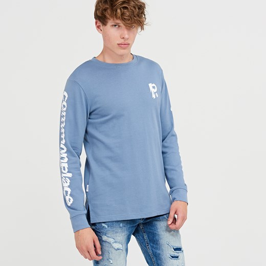 Cropp - Klasyczna bluza z nadrukiem - Niebieski Cropp niebieski S 
