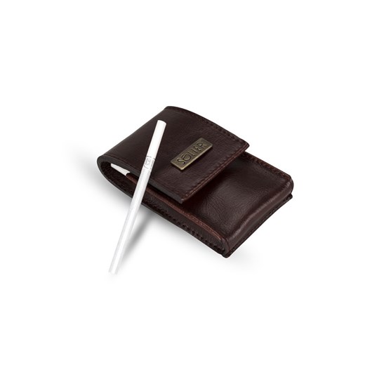 SKÓRZANE MĘSKIE ETUI NA PAPIEROSY SA14 SLIM MAROON czarny Solier
