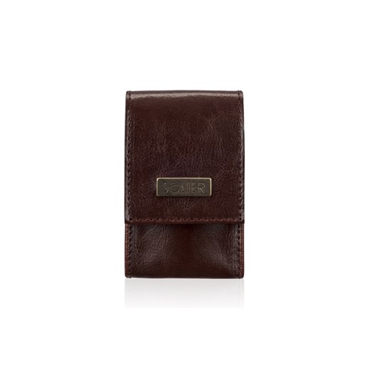 SKÓRZANE MĘSKIE ETUI NA PAPIEROSY SA14 SLIM MAROON Solier brazowy