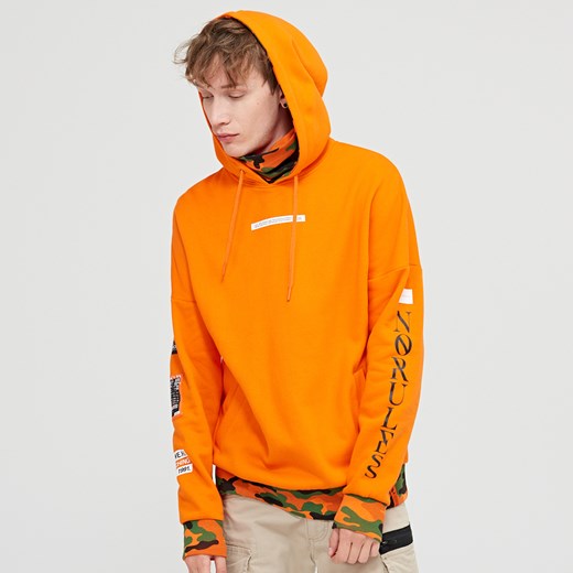 Cropp - Bluza z kapturem - Pomarańczowy pomaranczowy Cropp XL 
