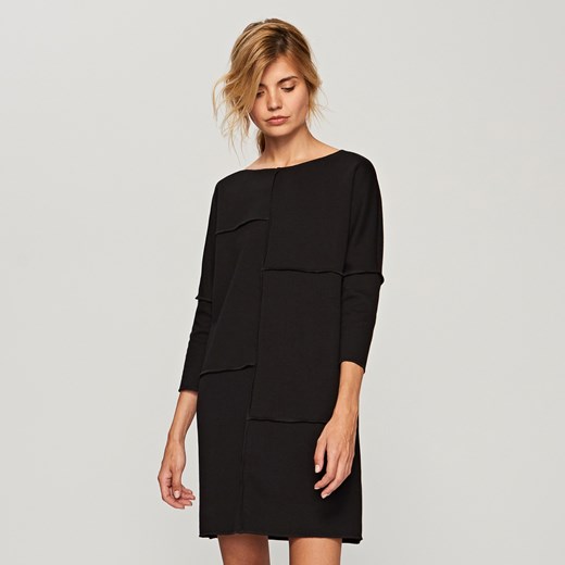 Reserved - Dresowa sukienka o pudełkowym fasonie - Czarny czarny Reserved L 