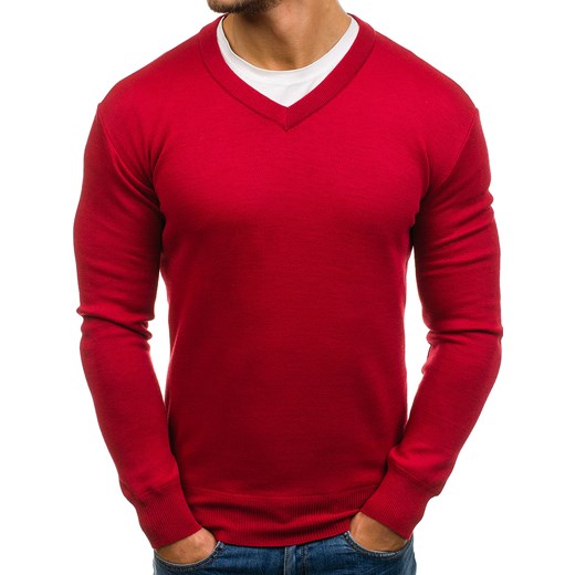 Sweter męski w serek czerwony Denley s001  Denley.pl 2XL promocja  