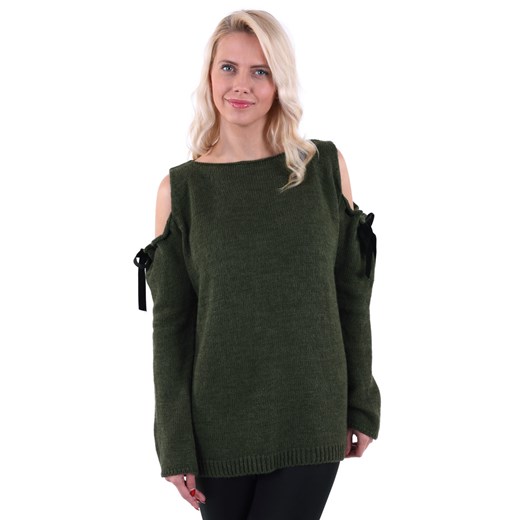 Sweter z odkrytymi ramionami BONOKO zielony