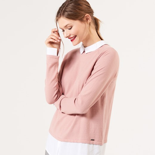 Mohito - Miękki sweter z elementami koszuli - Różowy Mohito rozowy XL 