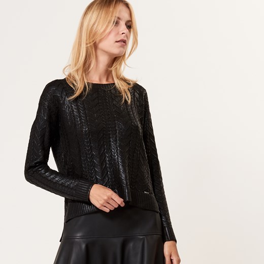 Mohito - Woskowany sweter z warkoczowym splotem - Czarny czarny Mohito M